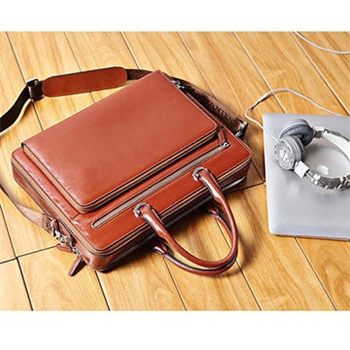 Leather Briefcase Shoulder 15.6 inch Laptop Business Vintage Slim Messenger Bags for Men and Women