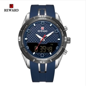 REWARD 63095 Male Quartz Digital Movt Watch Silicone Strap Fashion Wristwatch